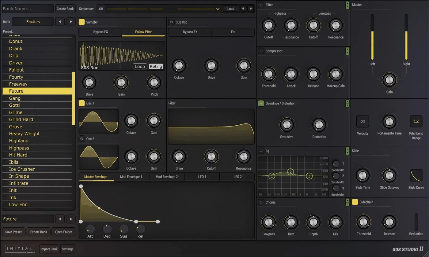 808 Studio 2 plugin interface, Initial Audio