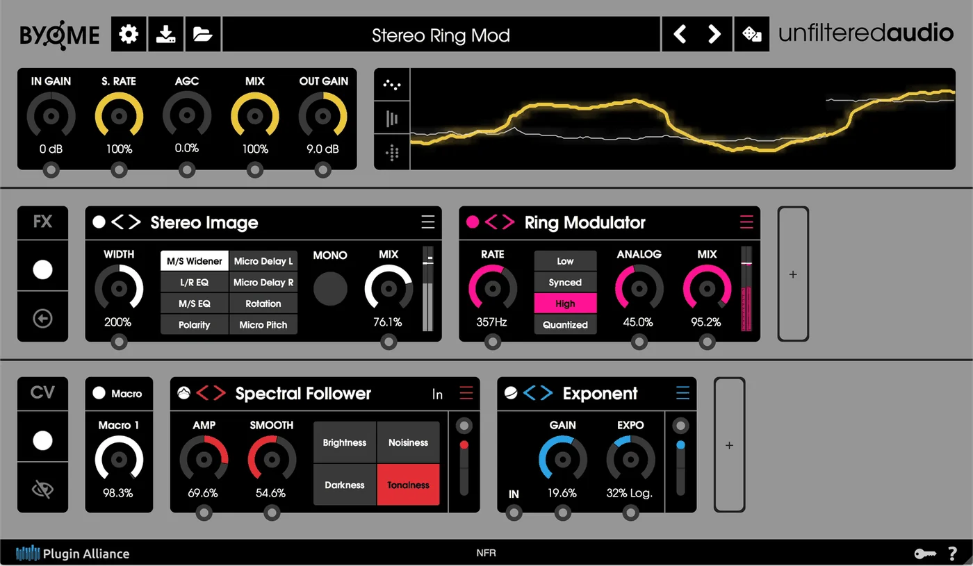 BYOME plugin interface, Unfiltered Audio