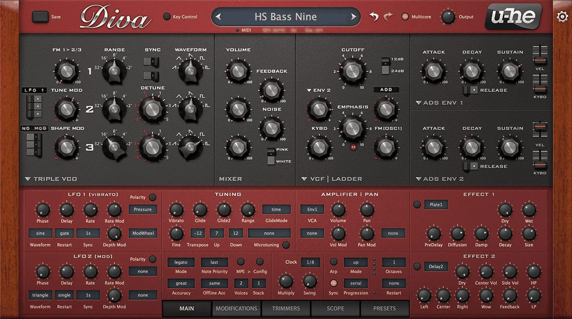 Diva plugin interface, u-he