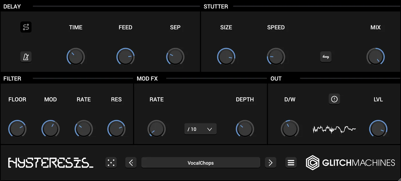 Hysteresis plugin interface, Glitchmachines