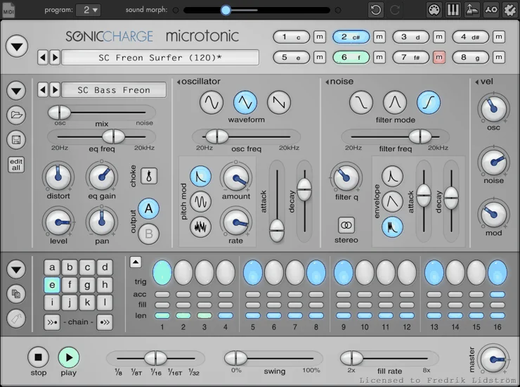 Microtonic plugin interface, Sonic Charge