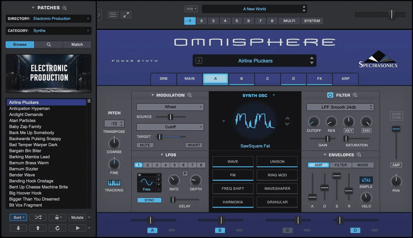 Omnisphere 3 plugin interface, Spectrasonics