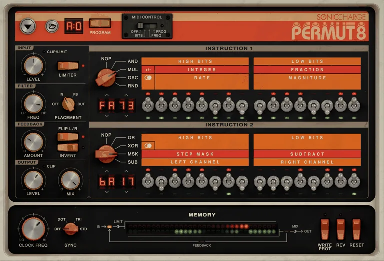 Permut8 plugin interface, Sonic Charge