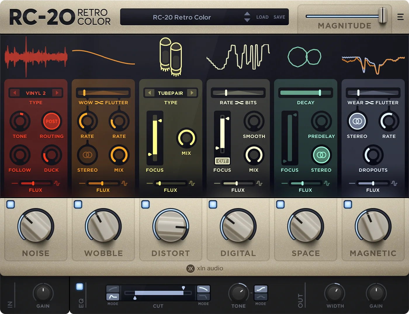 RC-20 Retro Color plugin interface, XLN Audio