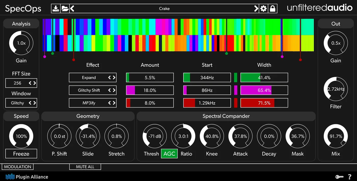 SpecOps plugin interface, Unfiltered Audio
