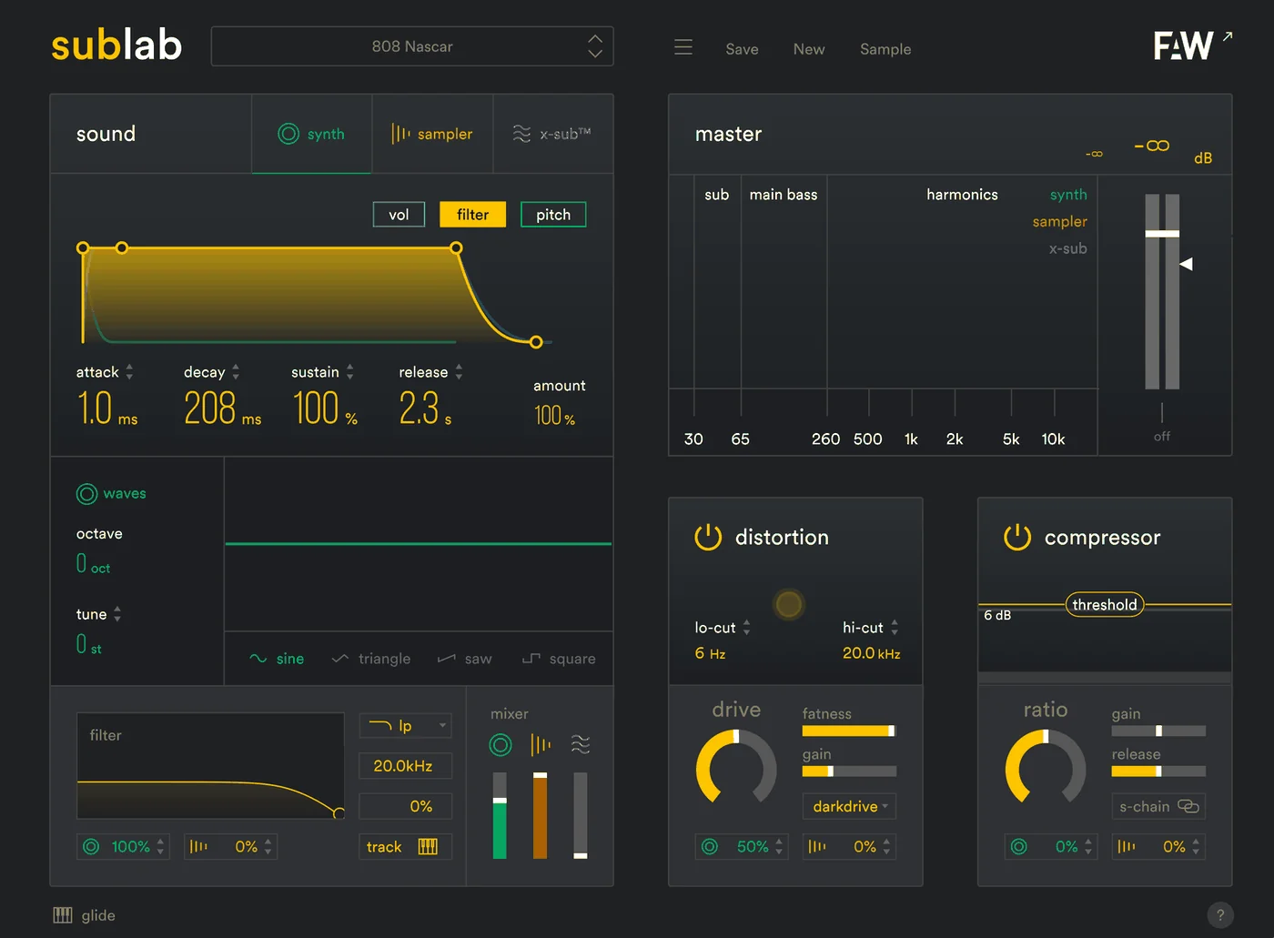 SubLab plugin interface, Future Audio Workshop