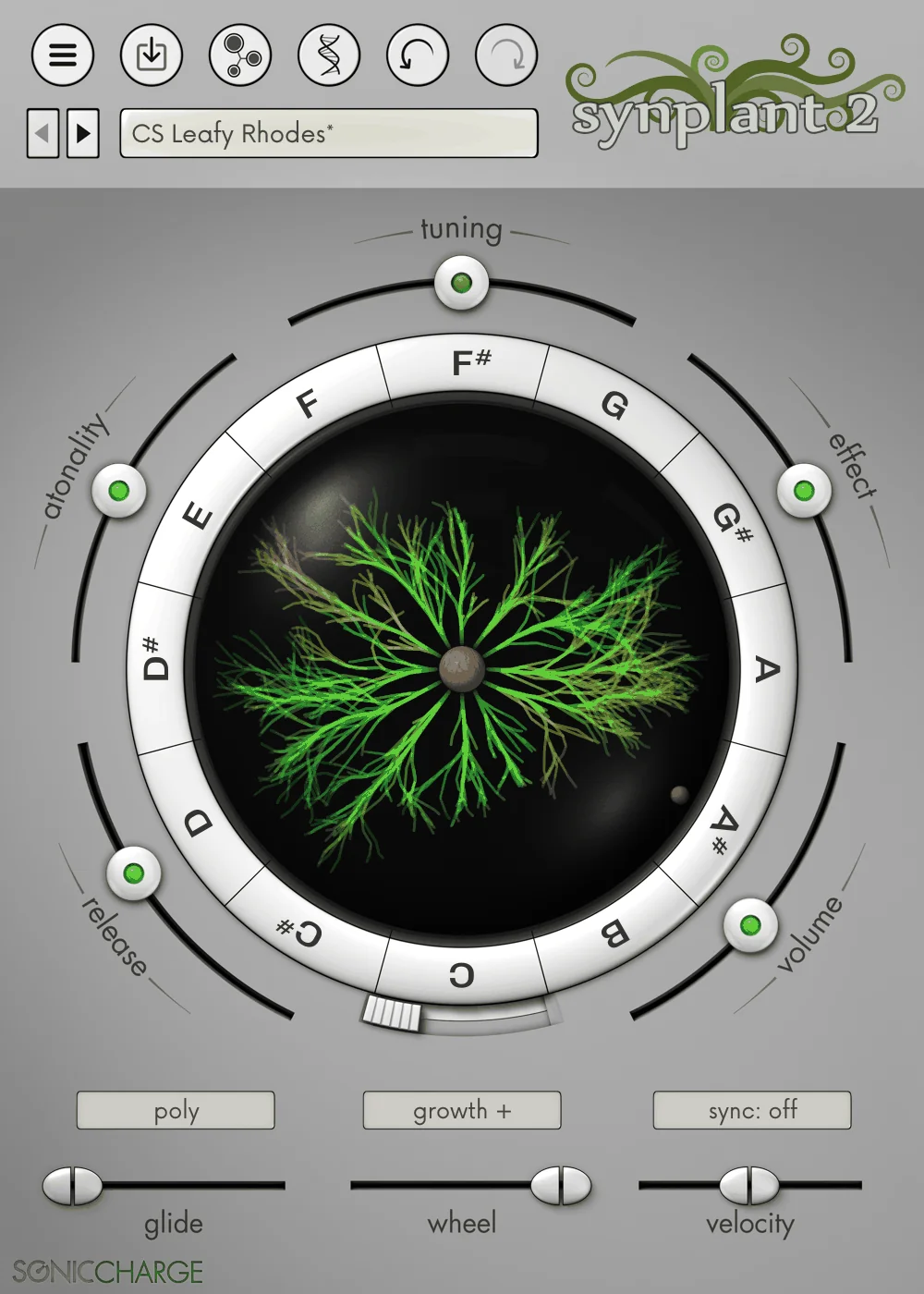 Synplant 2 plugin interface, Sonic Charge