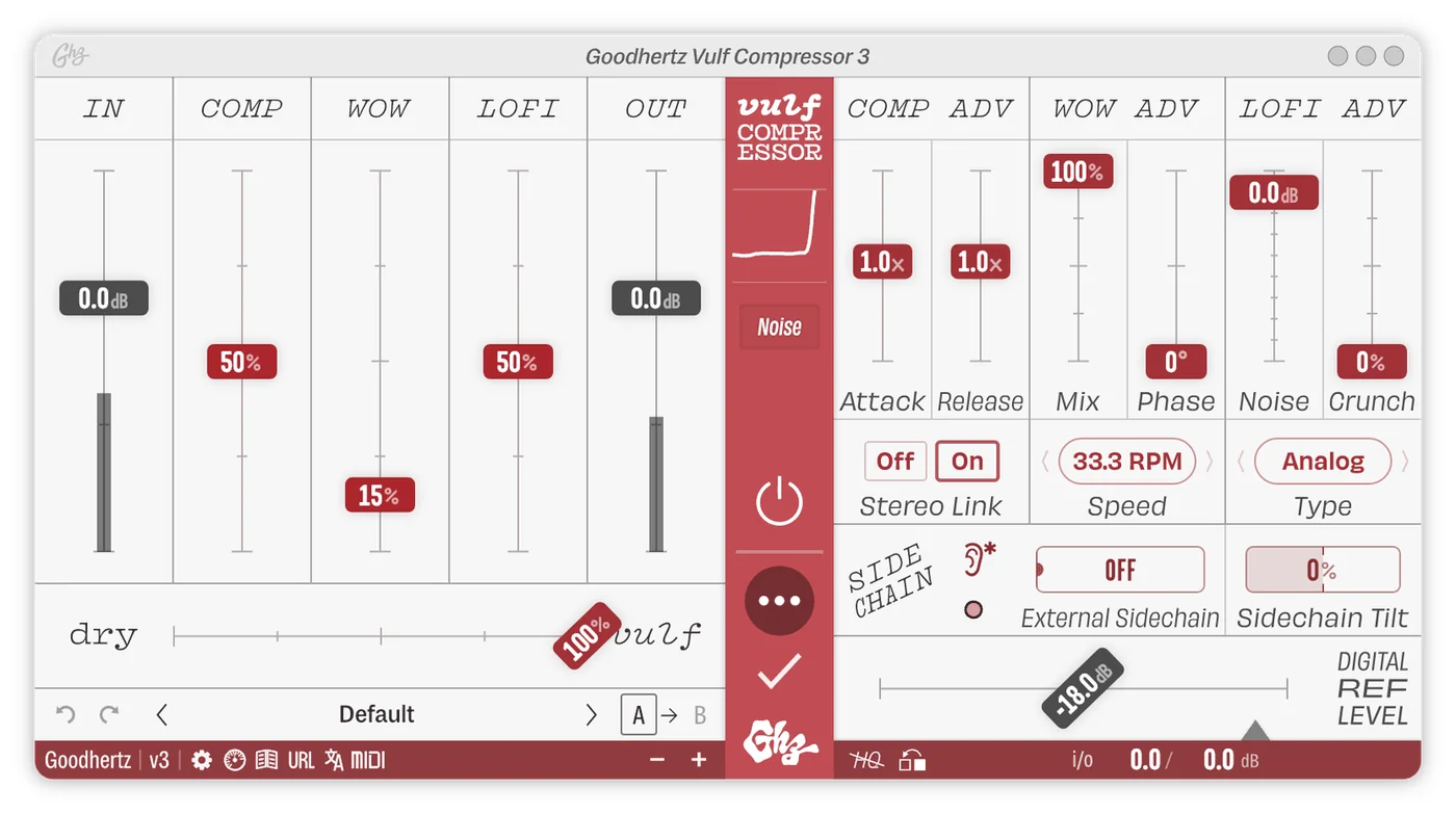 Vulf Compressor plugin interface, Goodhertz