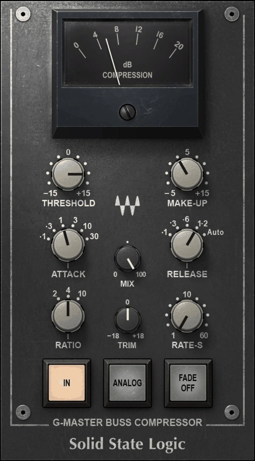 SSL G-Master Buss Compressor plugin interface, Waves